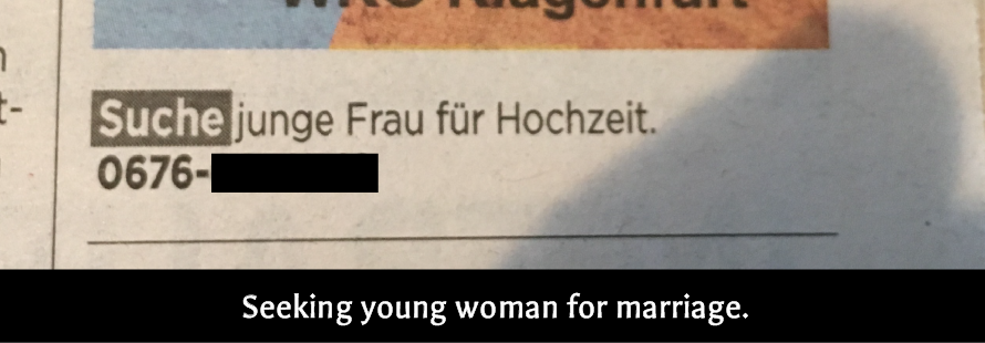 Newspaper - Suche Frau article
