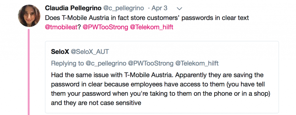 T-Mobile Twitter Plaintext Passwords